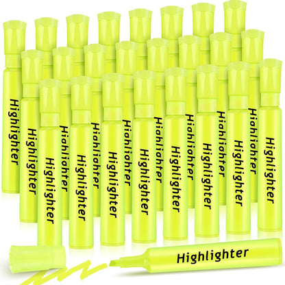 Qilery 24 Pack Tank Style Highlighters Chisel Tip Highlighters Bulk Colored Markers for Adult Coloring, Home Office Supplie(Yellow)