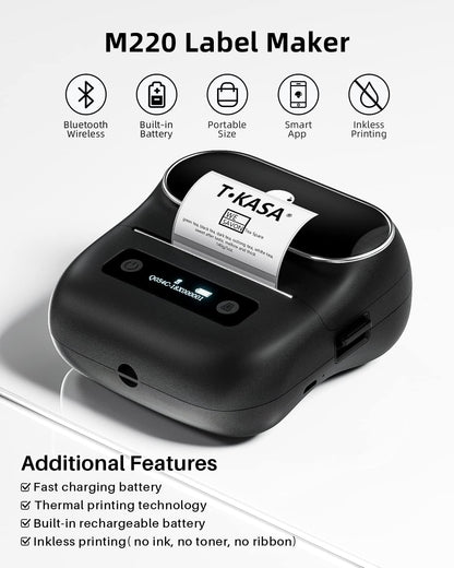 Phomemo M220 Label Makers, 3 Inch Portable Label Maker Machine with 3 Roll Labels, Wireless Thermal Label Printer for Address, Labeling, File Folder Label, Home Organizing