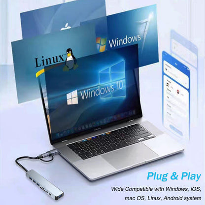 USB C Hub USB Hub 3.0, VIENON Aluminum 8 in 1 USB Splitter with 1 x USB 3.0, 3 x USB 2.0 and 1 x USB C, SD/TF Card Reader, 3.5mm Aux Ports for MacBook Pro Air and More PC/Laptop/Tablet Devices