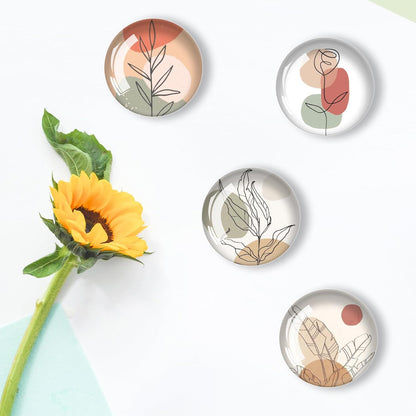 Art Line Flower Refrigerator Magnets 12Pcs Glass Strong Magnetic Refrigerator Magnet Fridge Sticker,Crystal Fridge Magnets Decoration for Crafts,Strong Fridge Magnets for Kitchen, School