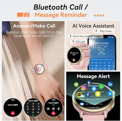 Smart Watch for Women Fitness Tracker: Waterproof Digital Mens Watches Make Answer Call Smartwatch for Android Phone iPhone Samsung Compatible Step Running Pedometer Sleep SpO2 Heart Rate Monitor