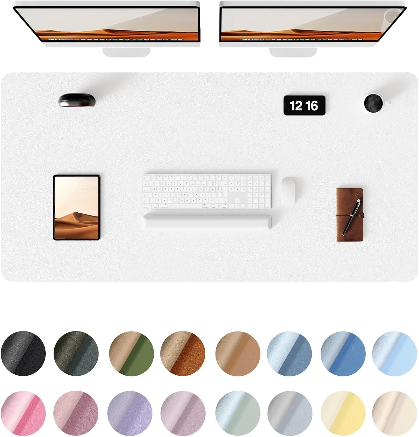 YSAGi Leather Desk Protector, Office Mat, Large Mouse Mat, Non-Slip PU Leather Blotter, Laptop Desk Pad, Waterproof Writing Pad for Office and Home (White, 47.2" x 23.6")