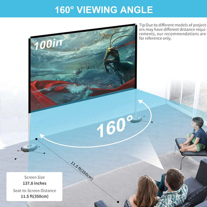 Portable Projector Screen Outdoor Movie: Foldable Rear 4K Projection Screens Stand for Camping Travel Backyard Video 100 inch