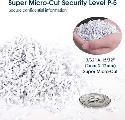 WOLVERINE 10-Sheet Super Micro Cut High Security Level P-5 Heavy Duty Paper/CD/Card Ultra Quiet Shredder for Home Office by 60 Mins Running Time and 6 Gallons Pullout Waste Bin SD9612 (Grey ETL)