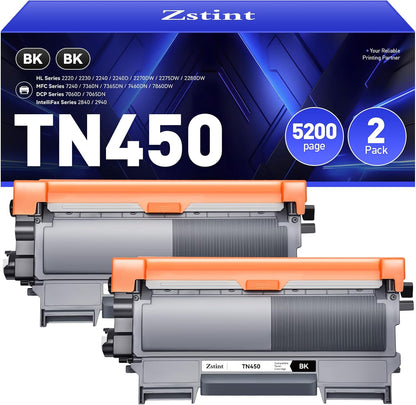 TN450 Black Toner Cartridge High Yield 2-Pack Replacement for Brother TN-450 TN-420 TN420 HL-2270DW HL-2280DW MFC-7360N MFC-7860DW DCP-7065DN HL-2230 HL-2240D MFC-7460DN FAX-2840 FAX-2940 Printer Ink