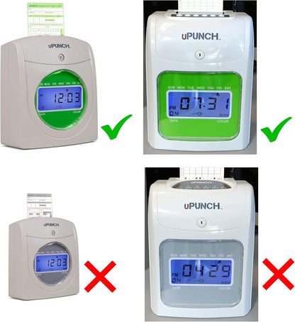 300 Time Cards for uPunch HN3000 AutoAlign Time Clock (uPTC1000-1 fits HN1000, HN1500, HN3000, HN3500, HN3540, UB1000) Non-Calculating Compatible