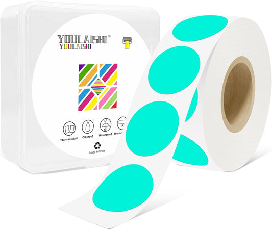 1 Inch Circle Dot Stickers 1000 PCS Color Coding Thermal Labels Dots Writable Printable Small Round Stickers for Office, Classroom, Inventory, Garage, Organizing Storage, Watercolor Green