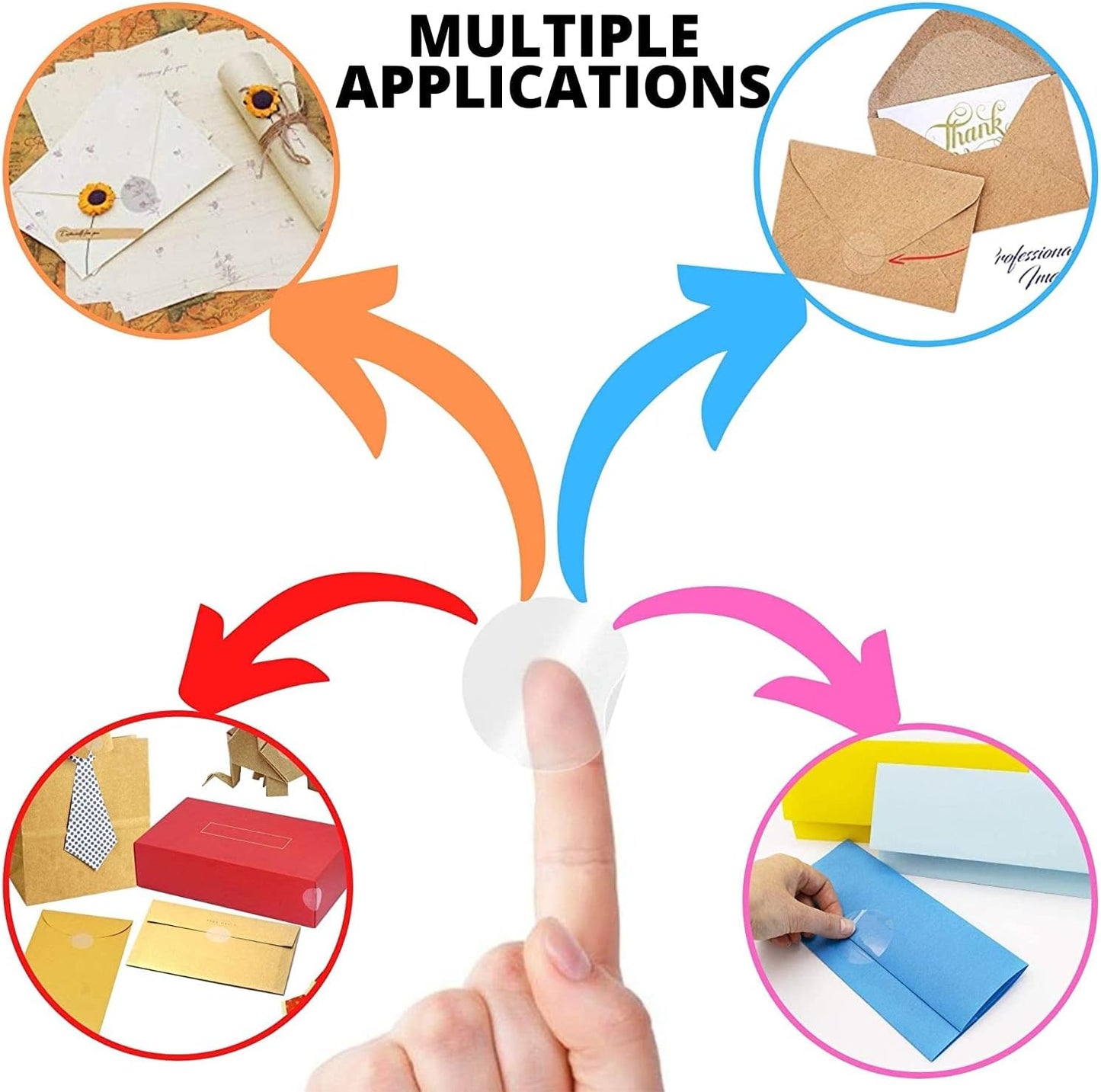 Performore Crystal Clear Transparent 2" Round Stickers, Envelope Tab Sealer and Retail Package Round Clear Seal Labels Self Adhesive, 1000 Stickers Per Roll