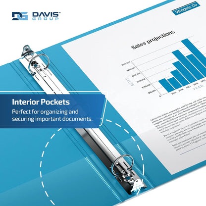 Easyview Premium 3-Ring Binders with Clear-View Covers and Round Rings, Binders for School or Office, 2 Inch, Pack of 6, Turquoise Blue