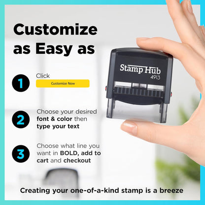 Self Inking Personalized Stamp - Up to 5 Lines, Custom Return Address, Customizable Office Name Rubber- Easy to Change Ink Cartridge, Multiple Ink Color Options - Large