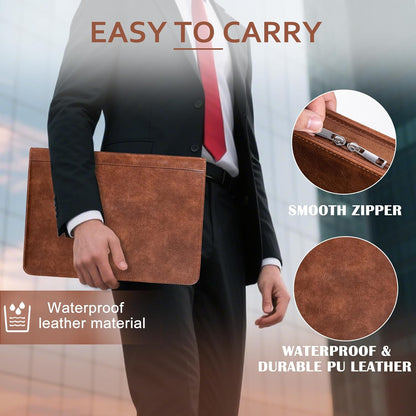 Calfinder 3 Ring Portfolio Binder,PU Leather Padtfolio Binder with Zipper,Padfolios for Women&Men,Professional Business Portfolio Organizer for Resume/Interview, A4 Letter Document Organizer