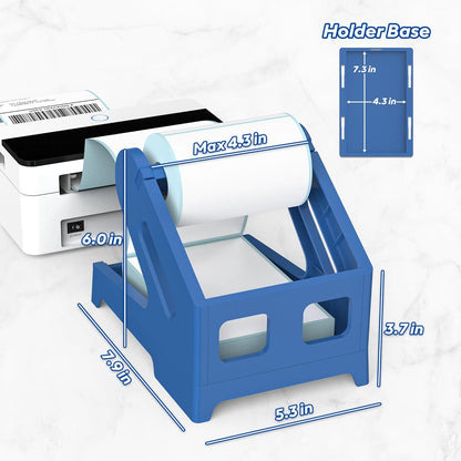 PONNOR Label Holder Thermal Shipping Label Holder for Rolls and Fanfold Labels Stand Desktop Printer DIY Accessory Business Supplies for Home, Office(Blue)