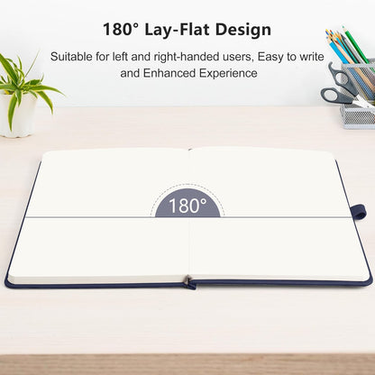 RETTACY Blank Journal Notebook, 192 Pages, A5 Medium Size (5.7'' x 8.3''), Leather Hardcover, 100 GSM Thick Paper, for Sketching, Drawing, Painting (Navy Blue)