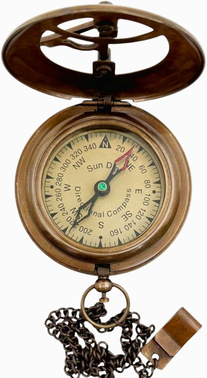 Anniversary Sundial Compass Gift for Him or Her–Antique Brass & Copper Nautical Sundial Compass, Unique 20th 25th 40th 50th Wedding Vintage Ship Replica Sundial Clock