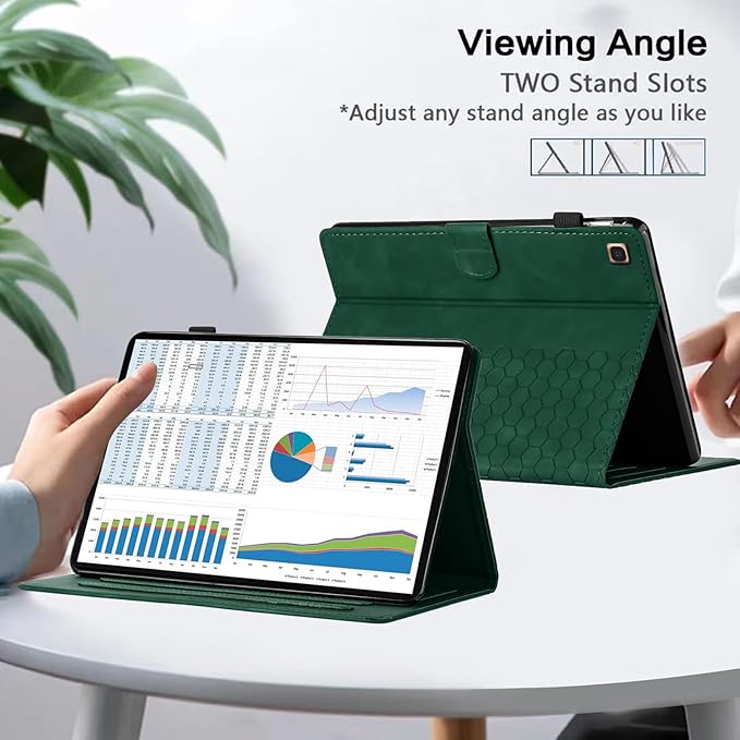 Case for Samsung Galaxy Tab A 10.1 2019 Model SM-T510/T515, Multi-Angle Viewing Smart Stand with Pocket PU Leather Tablet Cases Flip Folio Cover Green