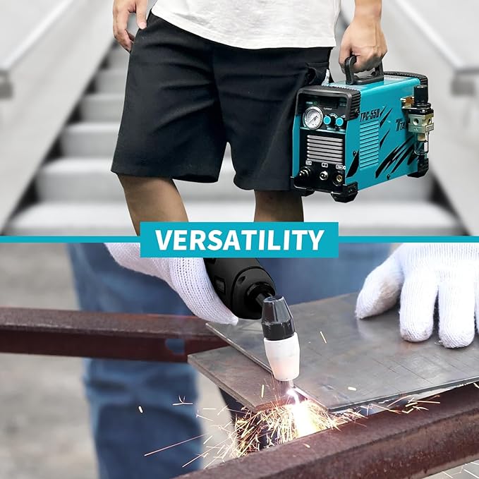 TPC-55D Plasma Cutter, 55Amp Touch Arc Plasma Cutting Machine with 110V/220V Dual Volatage High Frequency IGBT Inverter Clean Cut