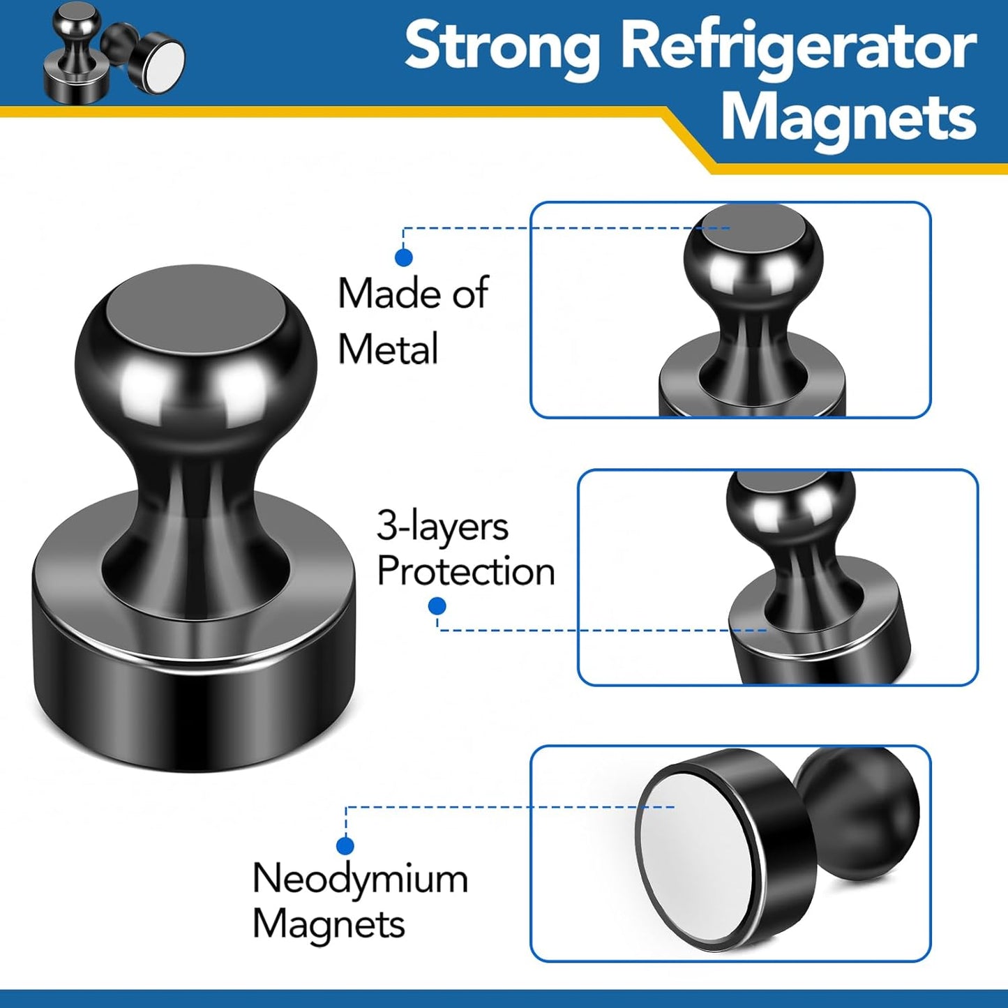 LOVIMAG Fridge Magnets - 28 Pcs Strong Neodymium Magnets for Whiteboard, Refrigerator, Kitchen, Office, School, Locker, Map Decorative