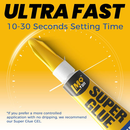 Super Glue 24x3g Liquid CA Glue, Clear Cyanoacrylate Adhesive Single Use for Shoe Sole Repair Ceramic Plastic Model Metal Wood Aquarium Leather Pottery Glass, Food Safe Strong and Instant Bonding