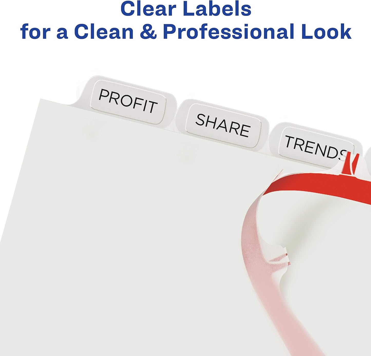 Avery Print & Apply Clear Label Dividers, Index Maker Easy Apply Printable Label Strip, 8 White Tabs, 50 Sets, Case Pack of 2 (11557)