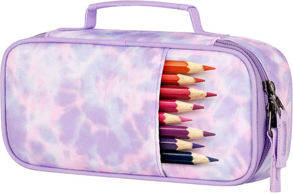 Choco Mocha Tie Dye Pencil Case for Girls, Soft Pencil Case Kids Pencils Pouch for Kindergarten Girls, Purple