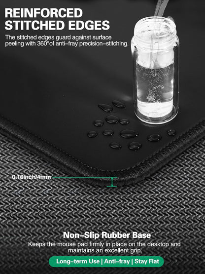 Mouse Pad, Office Desk Mat, Large Gaming Mousepad with Superior Micro-Weave Cloth, XXL Desk Pad with Stitched Edges, Non-Slip, Waterproof Writing Keyboard Pad for Gamer, Laptop, Work & Home