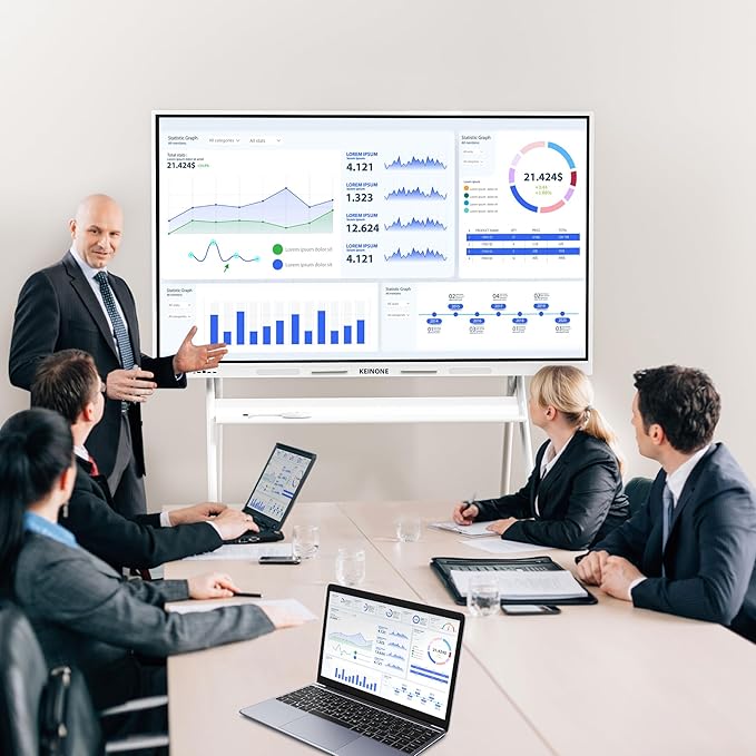 Interactive Smart Board for Classroom, 55” 8+128 GB Electronic Digital Whiteboard Built-in Android OS & Open App Ecosystem - 4K Touchscreen Smartboard for Home Office School Studio Display