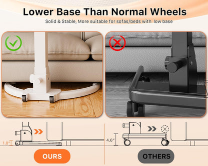 JOY worker Foldable Mobile Standing Desk, Pneumatic Height Adjustable Sit Stand Desk, 90° Tiltable Rolling Laptop Desk, Portable Cart with Wheels Non-Slip Mat for Home Office, Holds Up to 22lbs