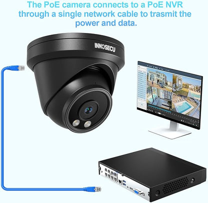 8MP Dome AI PoE Camera, IP Security Surveillance Camera Outdoor Indoor, Waterproof IP67, Built-in Mic, 2.8mm Wide Angle 110°, Face Detection, Human/Vehicle Detection, IND8BR97A-B (Black)