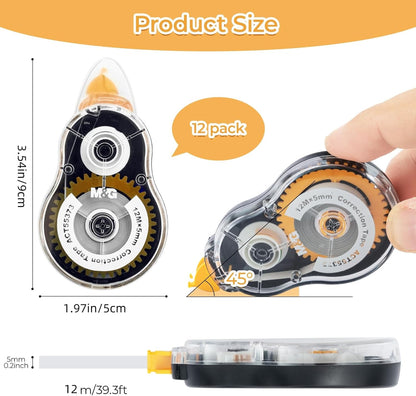 M&G 39.3 Feet Correction Tape, 12 Pack Correction Tape, Easy to Use Applicator for Instant Corrections, Study Supplies and Office Products, Total 472FT/144M