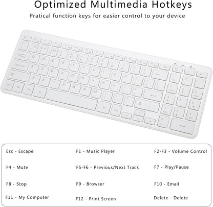 Wireless Bluetooth Keyboard, Universal Multi-Device Keyboard with Number Pad and Media Hotkeys, USB + Dual BT Connection, Ergonomic Design Slim for Windows Computer/Laptop/Tablet
