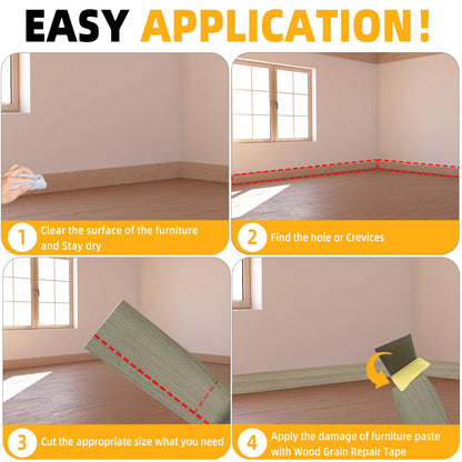 GSCIT Club Wood Grain Repair Tape, 2.4 inch X 25ft Self Adhesive Silver Walnut Grain Repair Patch for Tables, Chairs, Baseboards, Doors, Windows, Floors, Handicraft DIY.