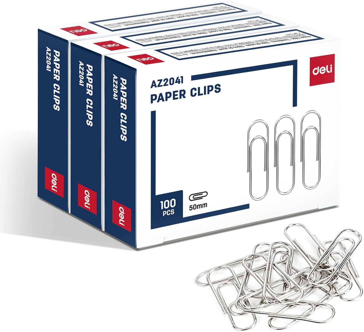 Deli Jumbo Paper Clips Smooth, 300 Large Paper Clips, 3 Boxes of 100 Each, Silver