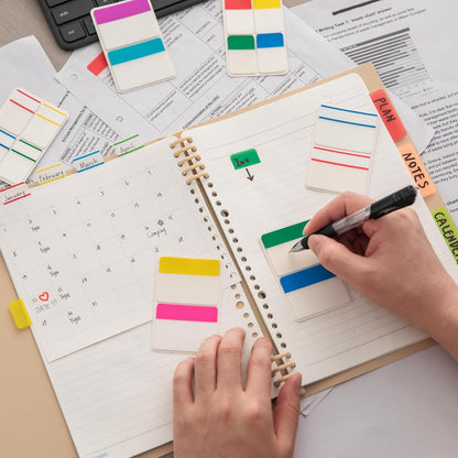 KICNIC Sticky Tabs 480 Pcs, Adhesive Book Tabs, Removable Page Markers, 1 Inch, 2 Inch Annotation Tabs, Labels for Books, Notebooks, Files, Binders, Bible,Flags for Office and School Use(10 Colors)