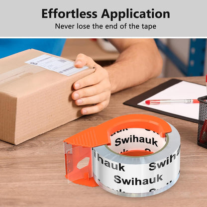 Swihauk Total 400 yd, 6 Pack 1.88 in x 66.6 yd - Heavy Duty Packing Tape with Dispenser Combo, Clear Shipping Tape, Packaging Tape, Package Tape for Shipping Moving Storage and Mailing, w30200