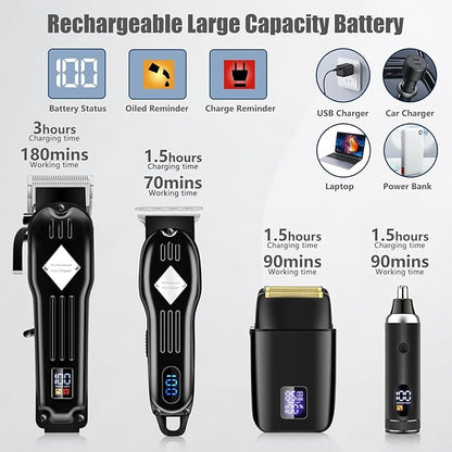 SUNNOW Professional Hair Clippers and Trimmer Set for Men, Beard Trimmer & Foil Shaver & Nose Trimmer Kit, Cordless Mens Clippers and Grooming Kit for Hair Cutting, Beard Styling, Home, Barber