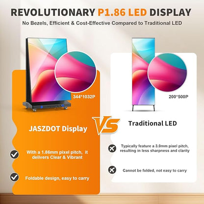 80" Seamless Splicing LED Display, Foldable Poster Screen with P1.86 Digital Signage Display LED Totem with USB/HDMI/WiFi/Remote