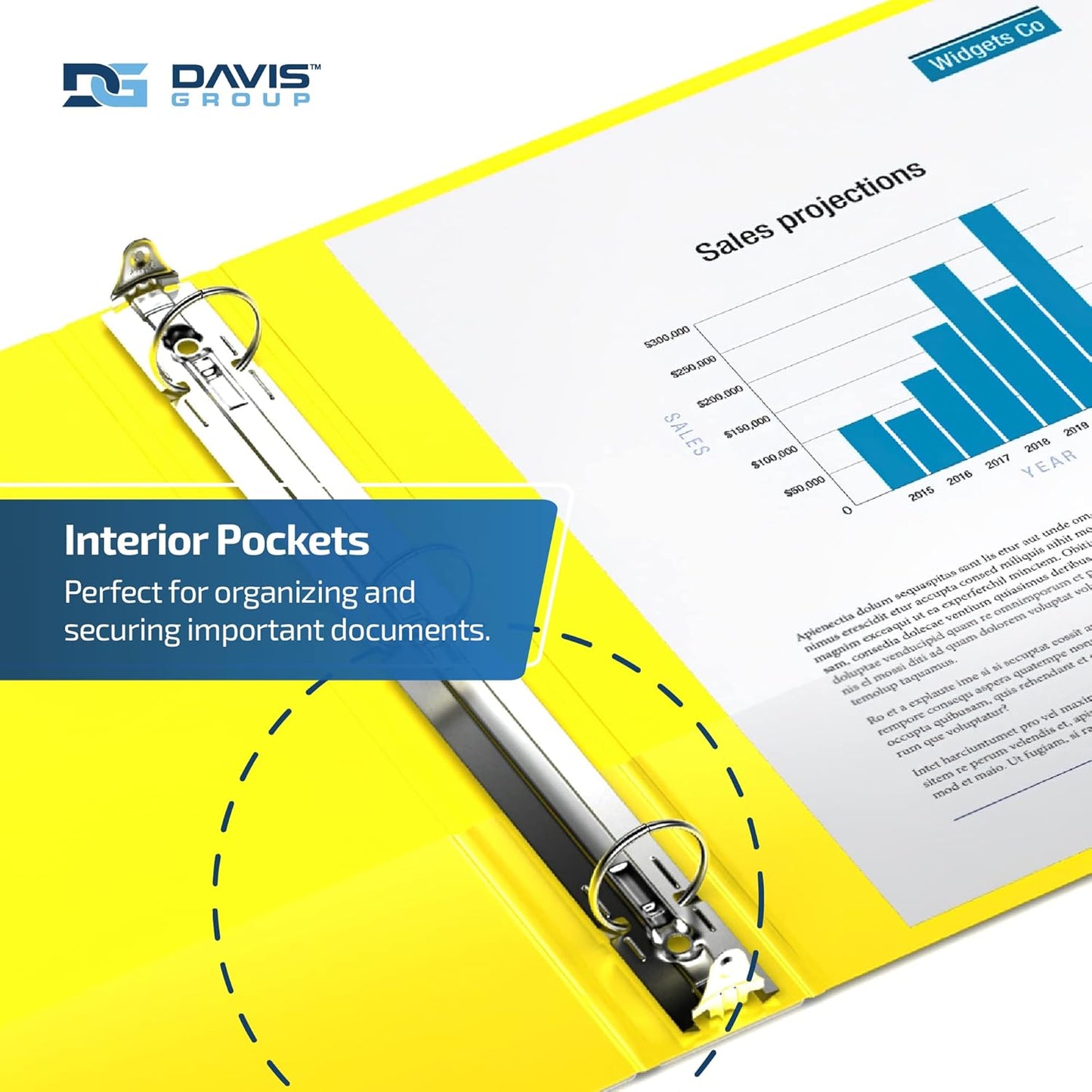 Easyview Premium 3-Ring Binders with Clear-View Covers and Round Rings, Binders for School or Office, 1.5 Inch, Pack of 6, Yellow