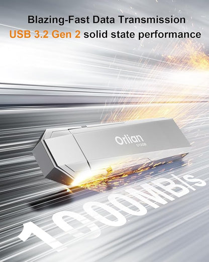 512G External Portable SSD USB Solid State Drive, Up to 1000MB/s USB 3.2 Gen 2 Solid State, Type C + A Dual Drive for iPhone15,16/ipad/Mac/Android/Windows Laptops, Silver