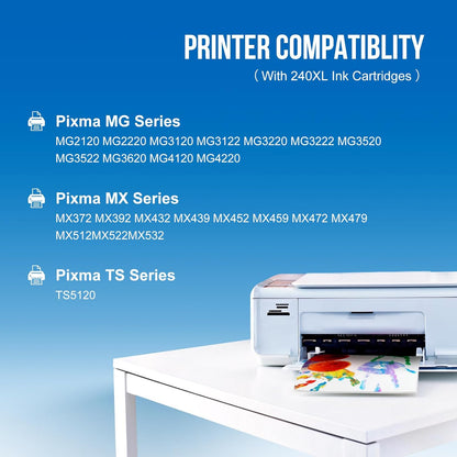 PG-240 XL 240XL Black Ink Cartridge Replacement for Canon 240XL 240XL PG-240XL PG240 Use for Canon MG3620 MG3600 TS5120 TS5100 MG2120 MG3520 MX452 MX512 MX472 MG2220 Printer (Black, 2 Pack)