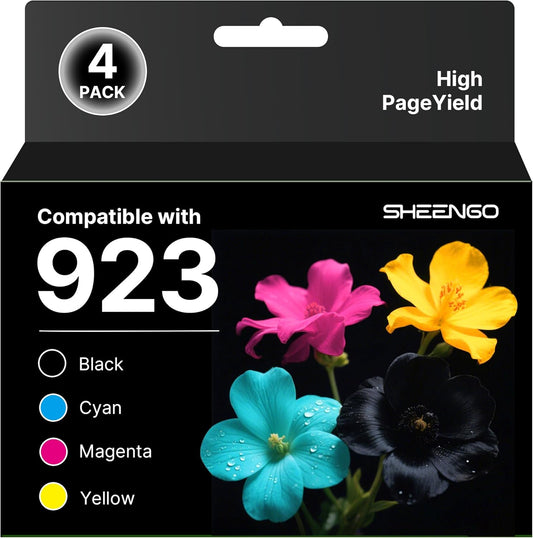 923 Ink Cartridges for HP Printers Replacement for HP Ink 923 923XL 923e Use with OfficeJet Pro 8135e 8130e 8139e 8138e 8122e 8120 8124e 8125e 8130 8132e 8134e Printer (Black Cyan Magenta Yellow)