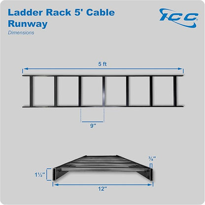ICC Cable Runway Rack 5' Straight Section, 16-Gauge Steel, Made in USA, 2-Pack with End Splice Kit