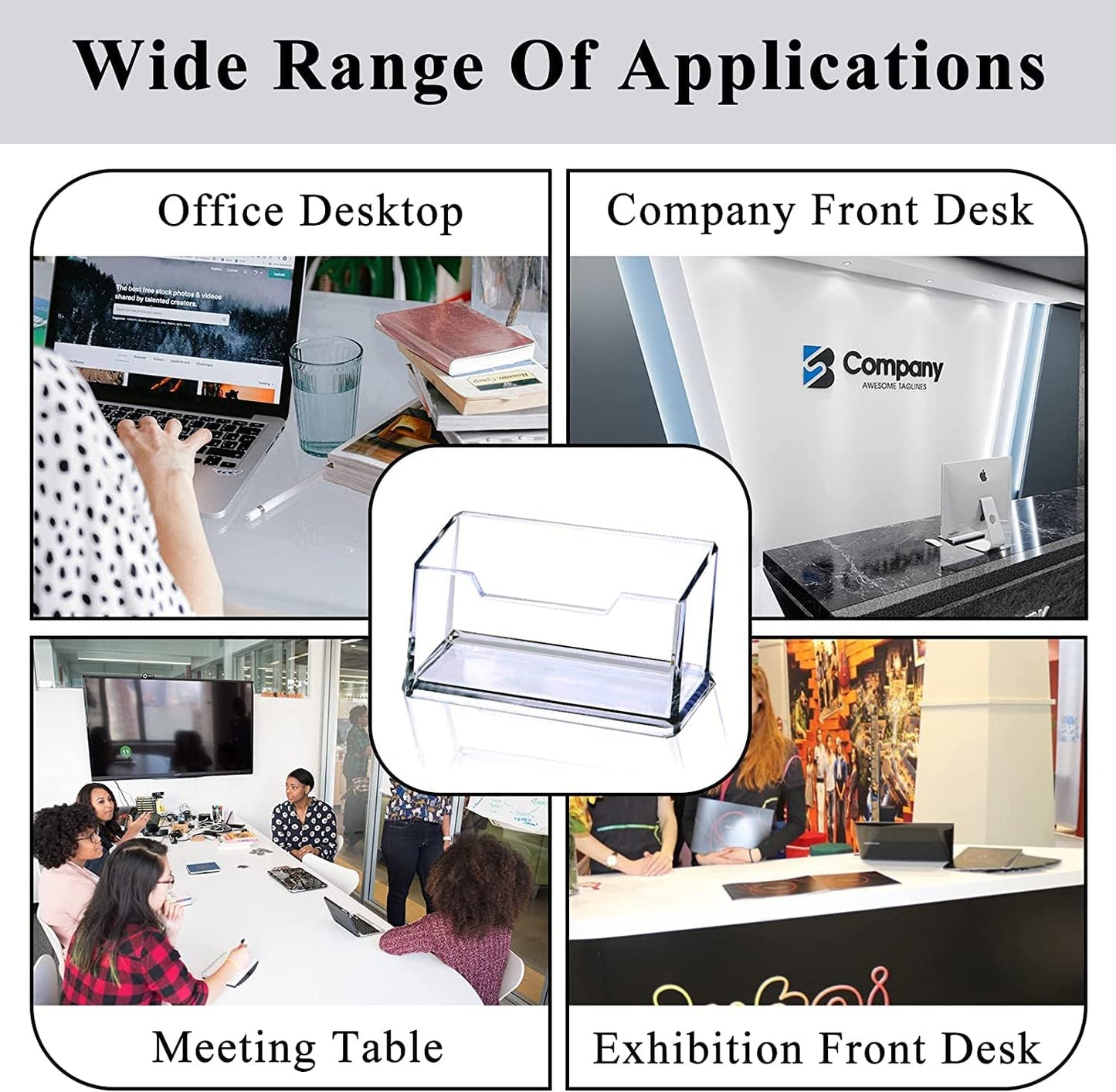 3 Pack Clear Acrylic Business Card Holder, Name Card Organizer for Desk Fits 50 Business Cards