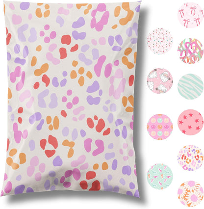 14.5x19 Designer Poly Mailer 100 Pack Heavy Duty Waterproof Self Seal Shipping Bags for Small Business Large Mailing Envelopes Bulk Tear Resistant Cute Packaging Preppy Leopard