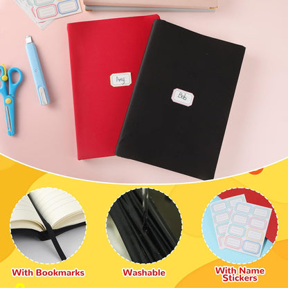 Jumbo Book Covers 8 Pack Reusable Fabric Book Cover Protective Books Covers 9 x 11 Inch Colorful Stretchable Books Sleeve Cover with Label Sticker for Most Hardcover Textbooks Up to 10 x 12.5 Inch