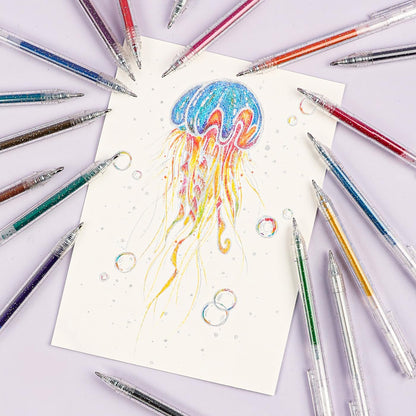 Grabie Glitter Pens (18 Colors Retractable Glitter Gel Ink Pens New)