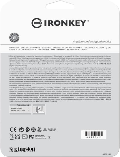 Kingston Ironkey Vault Privacy 50 USB-C 128GB Flash Drive | FIPS 197 Certified | XTS-AES 256-bit | BadUSB and Brute Force Protection | Mult-Password Option | IKVP50C/128GB