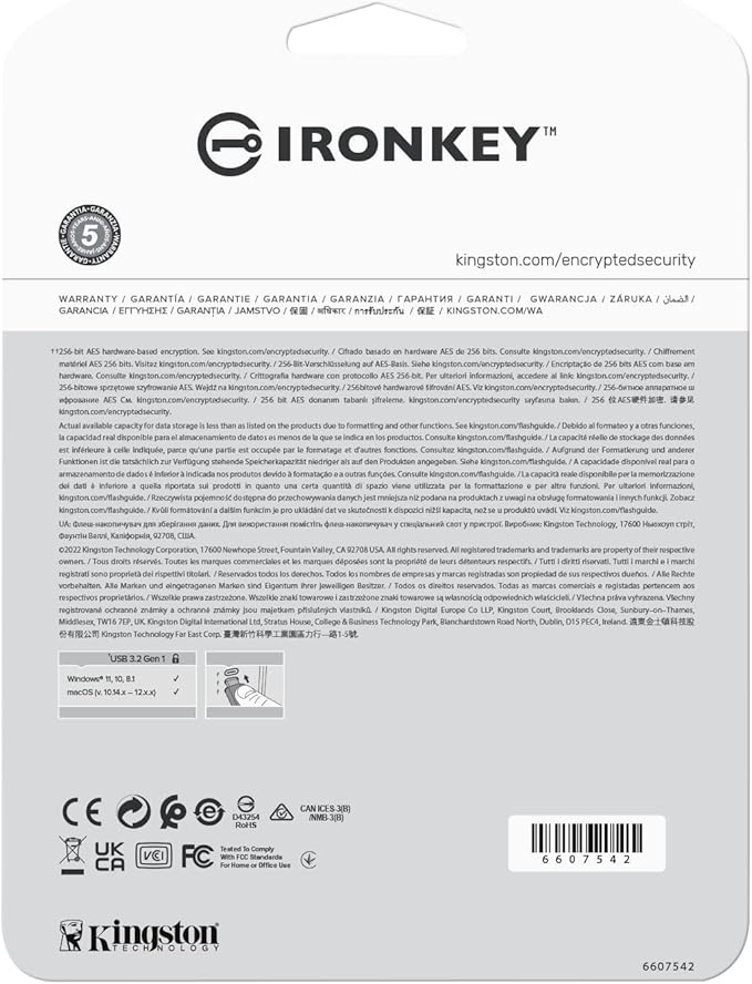 Kingston IronKey Vault Privacy 50 8GB Encrypted USB | FIPS 197 | AES-256bit | BadUSB Attack Protection | Multi-Password Options | IKVP50/8GB