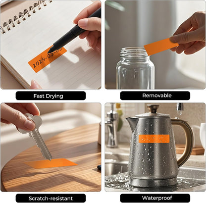 Color Coding Stickers Rectangle 3×1 Inch Vinyl Orange Sticker Removable Waterproof Writable File Folder Moving Labels for Boxes Home Office Marking 160 PCS