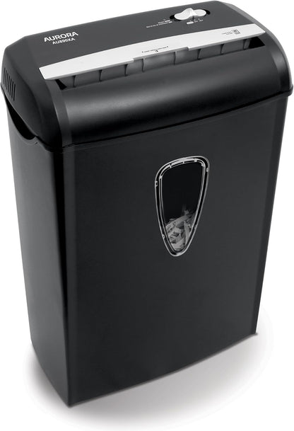 Aurora AU890XA 8-Sheet Crosscut Paper and Credit Card Shredder with Wastebasket