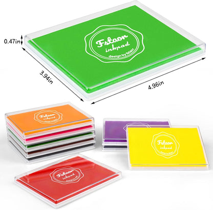 Fstaor Permanent Large Green Ink Pad for Rubber Stamps, 5x4 inch Stamp Pads for Kids Paper Wood Fabric (Green)